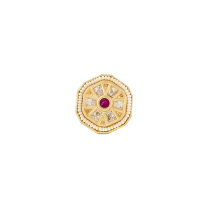 Teejh Priyali Red and Gold Ring