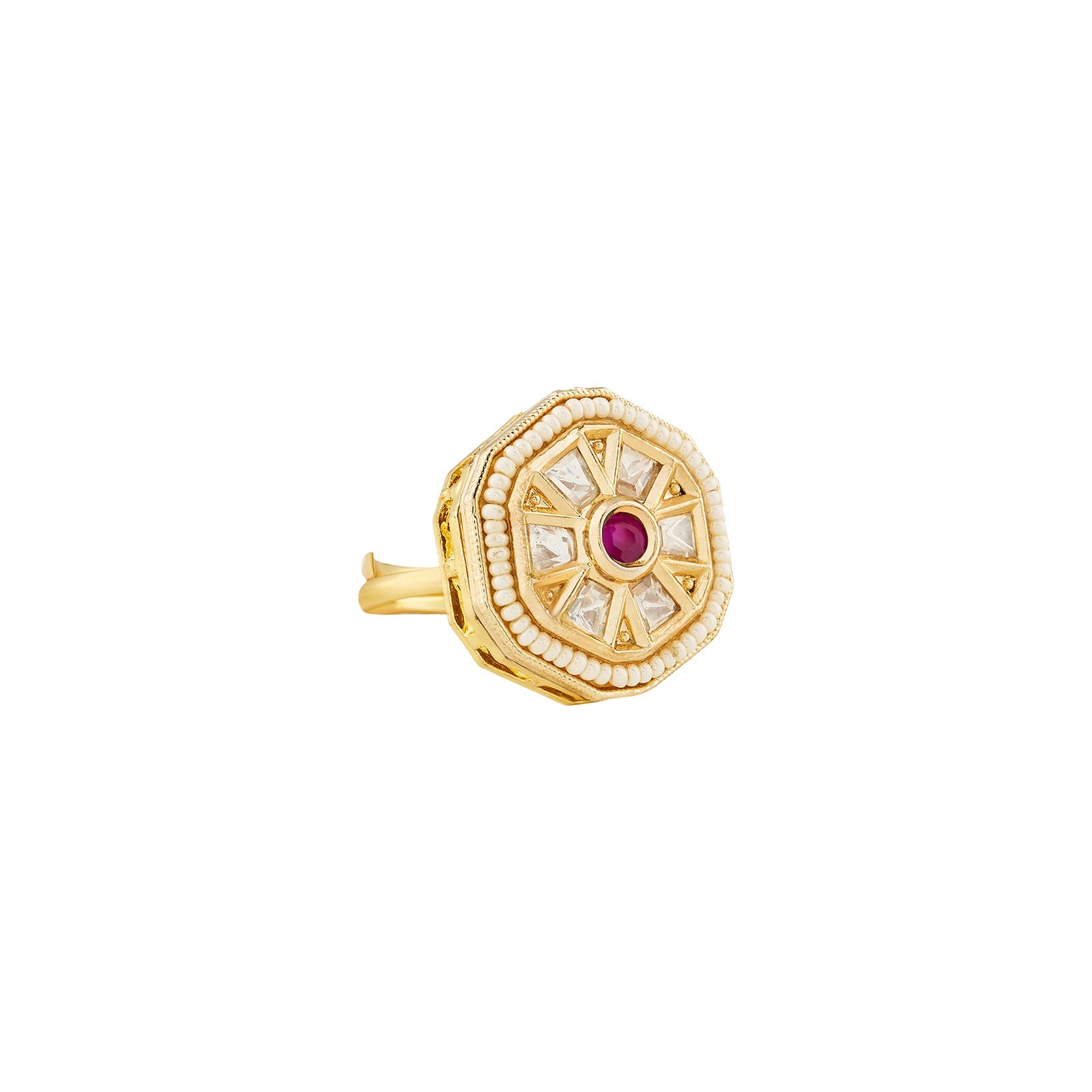 Teejh Priyali Red and Gold Ring