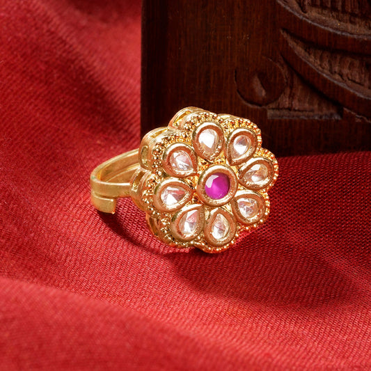 Teejh Priyalie Red and Gold Ring