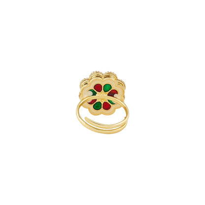 Teejh Priyalie Red and Gold Ring