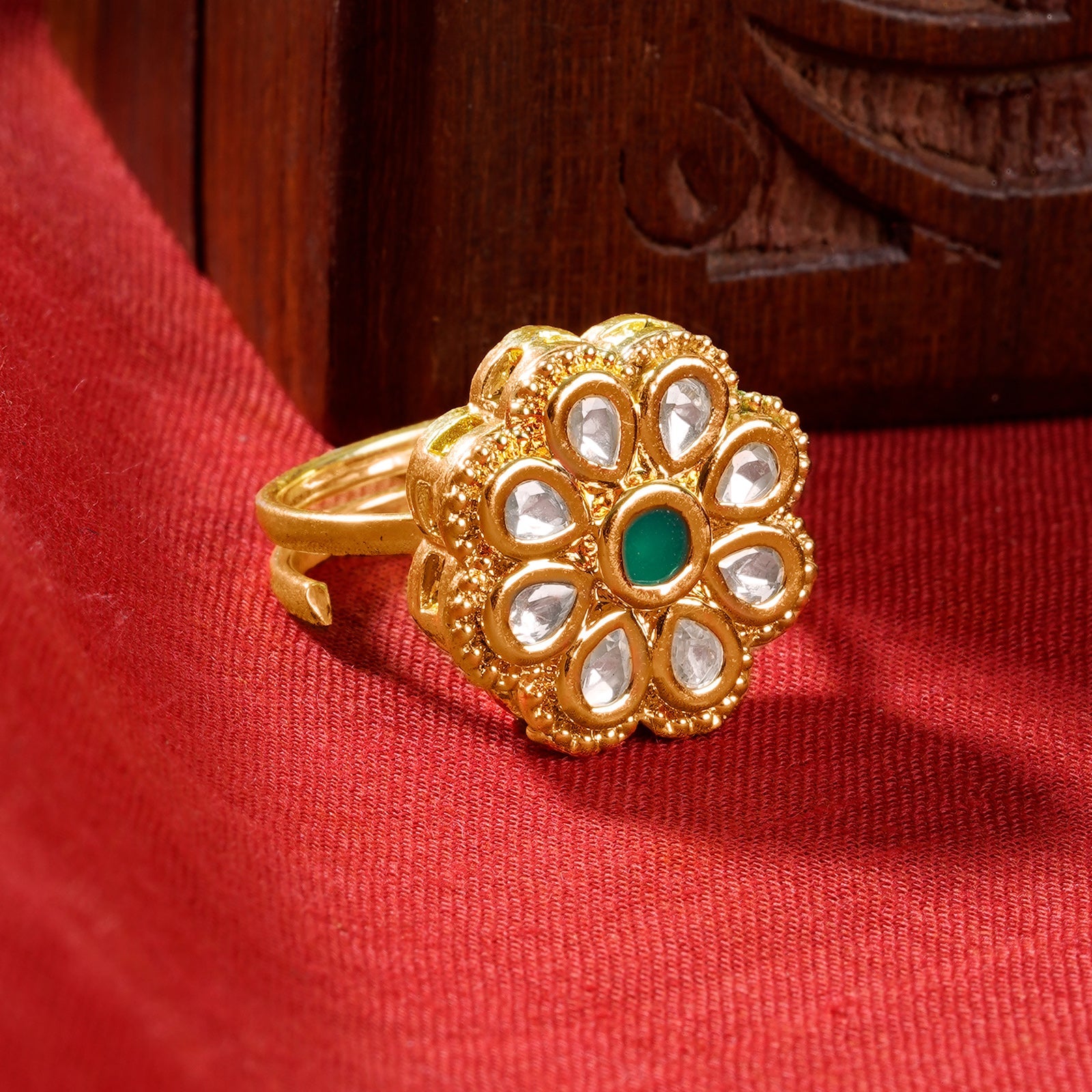 Teejh Priyalie Green and Gold Ring