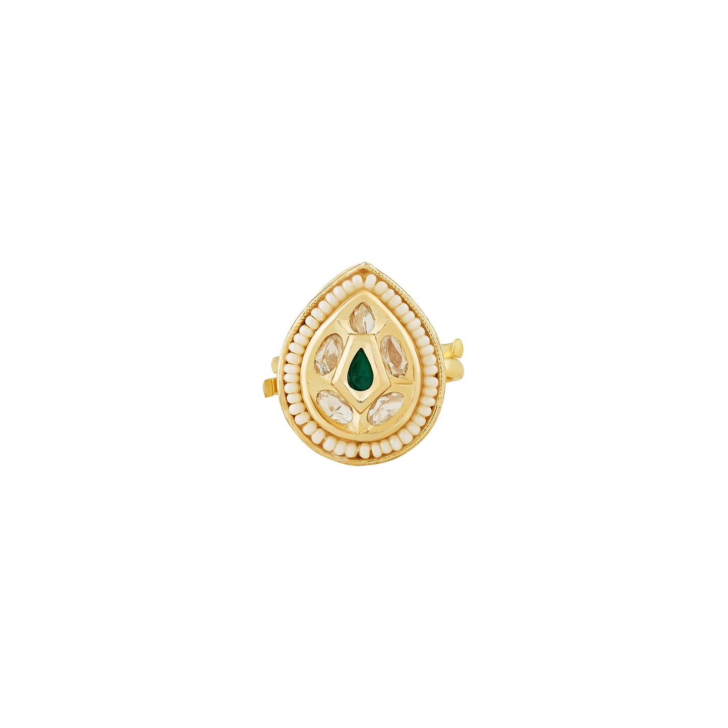 Teejh Abhishya Green and Gold Ring
