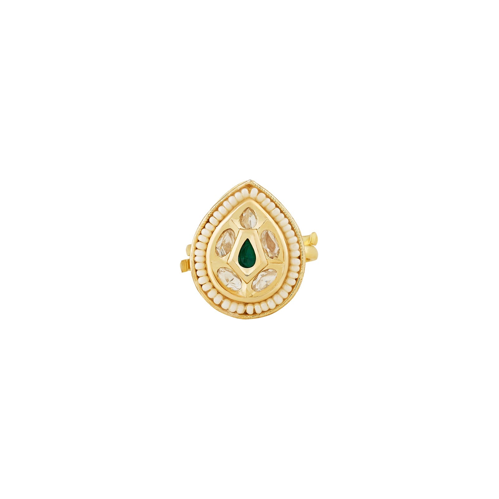 Teejh Abhishya Green and Gold Ring