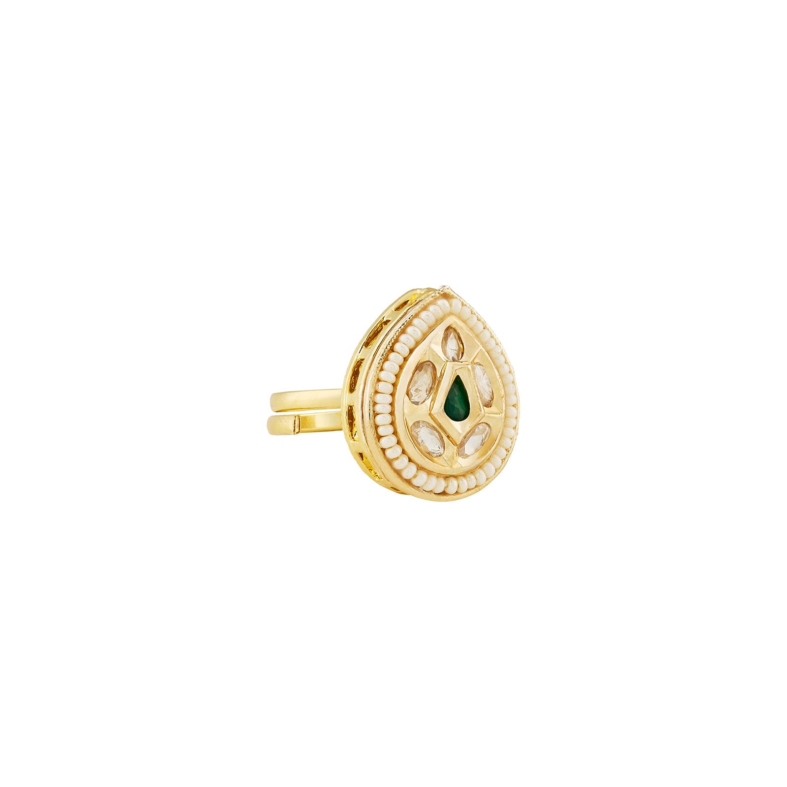 Teejh Abhishya Green and Gold Ring