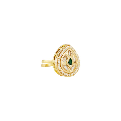 Teejh Abhishya Green and Gold Ring