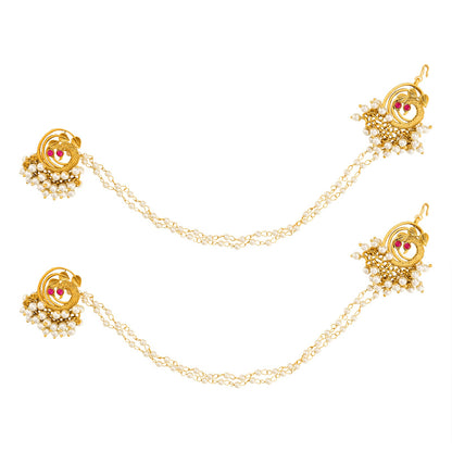 Teejh Mayura Gold Oxidised Peacock Earring