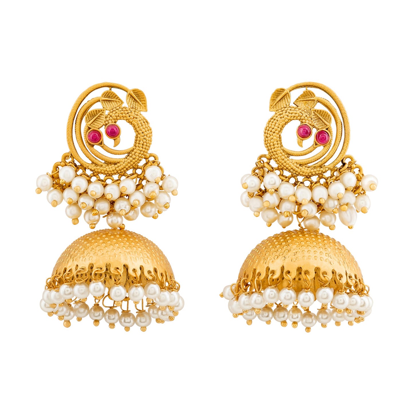 Teejh Neel Gold Oxidised Peacock Stud Earring