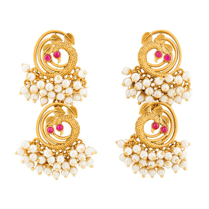 Teejh Kanthi Gold Oxidised Peacock Dangler Earring