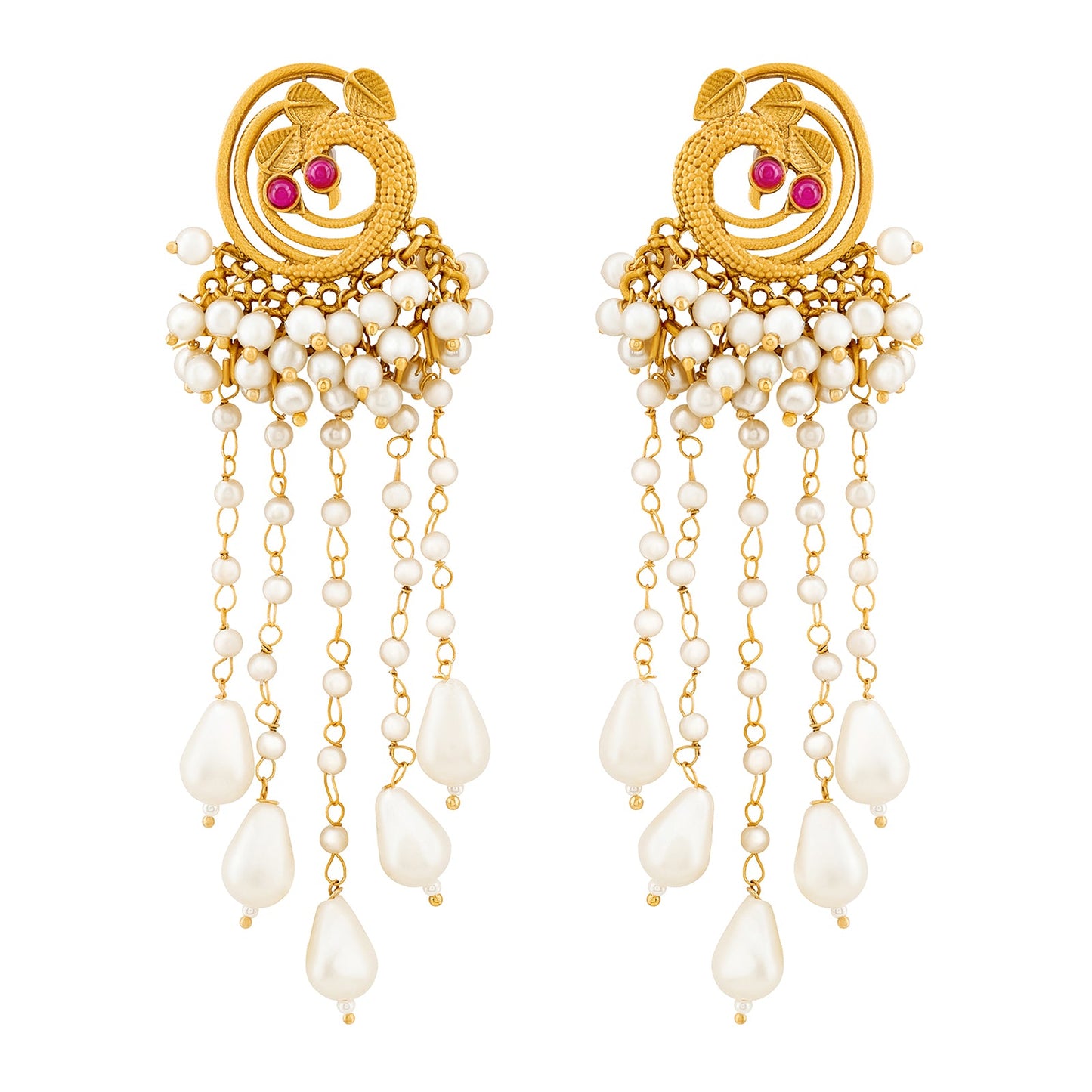 Teejh Pavo Gold Oxidised Peacock Dangler Earring