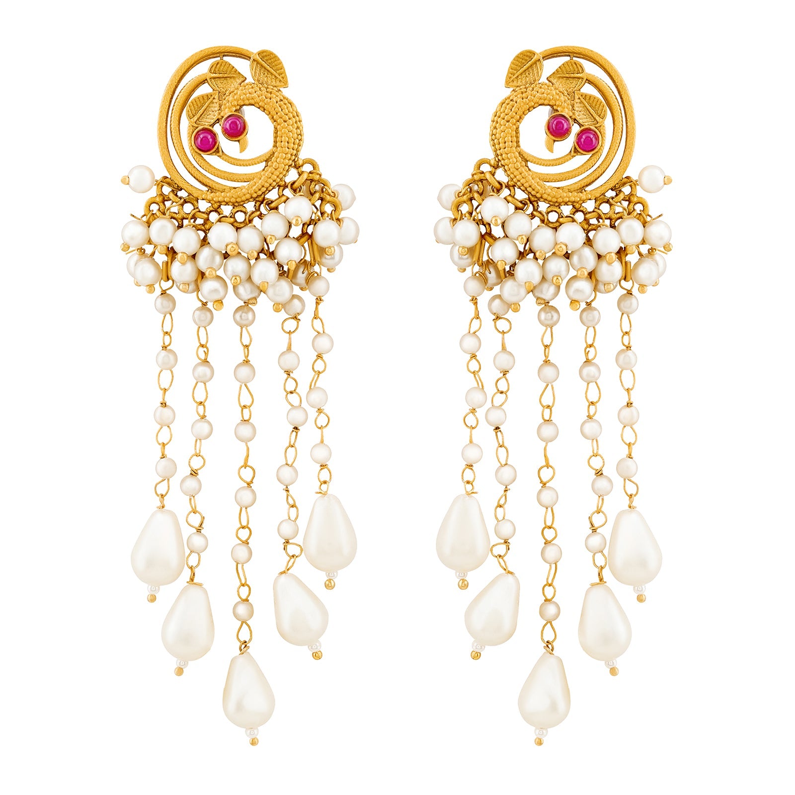 Teejh Pavo Gold Oxidised Peacock Dangler Earring
