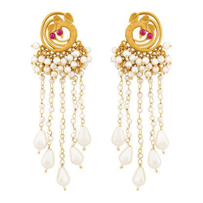 Teejh Pavo Gold Oxidised Peacock Dangler Earring