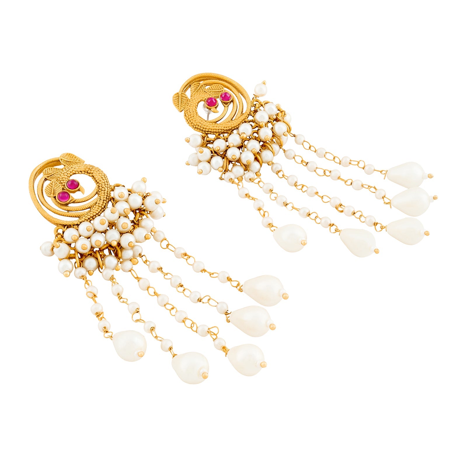 Teejh Pavo Gold Oxidised Peacock Dangler Earring