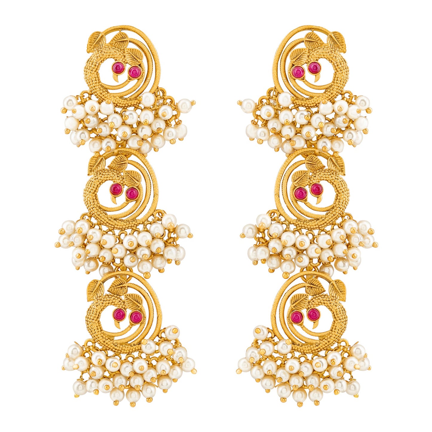 Teejh Neelraag Gold Oxidised Peacock Dangler Earring