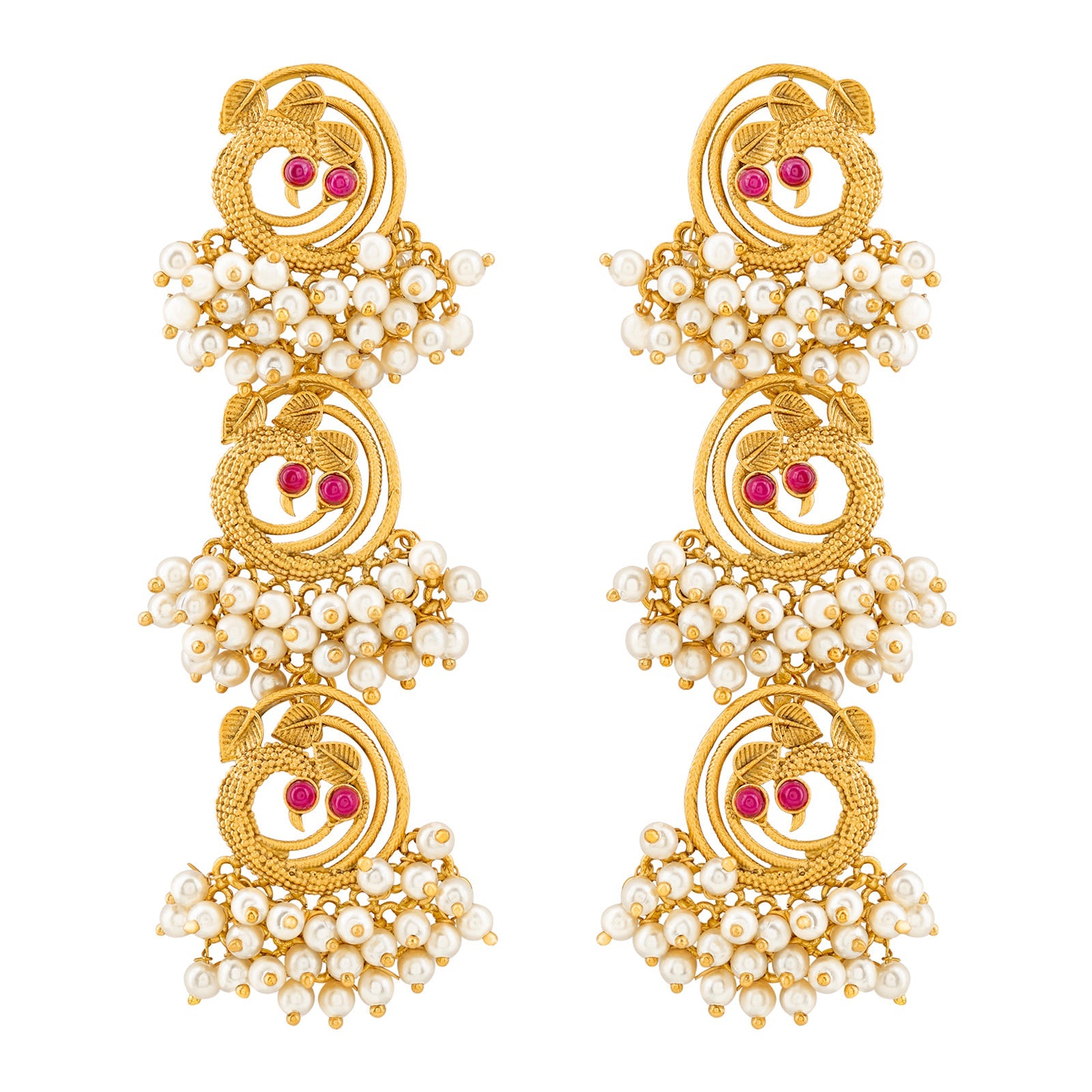 Teejh Neelraag Gold Oxidised Peacock Dangler Earring