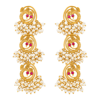 Teejh Neelraag Gold Oxidised Peacock Dangler Earring
