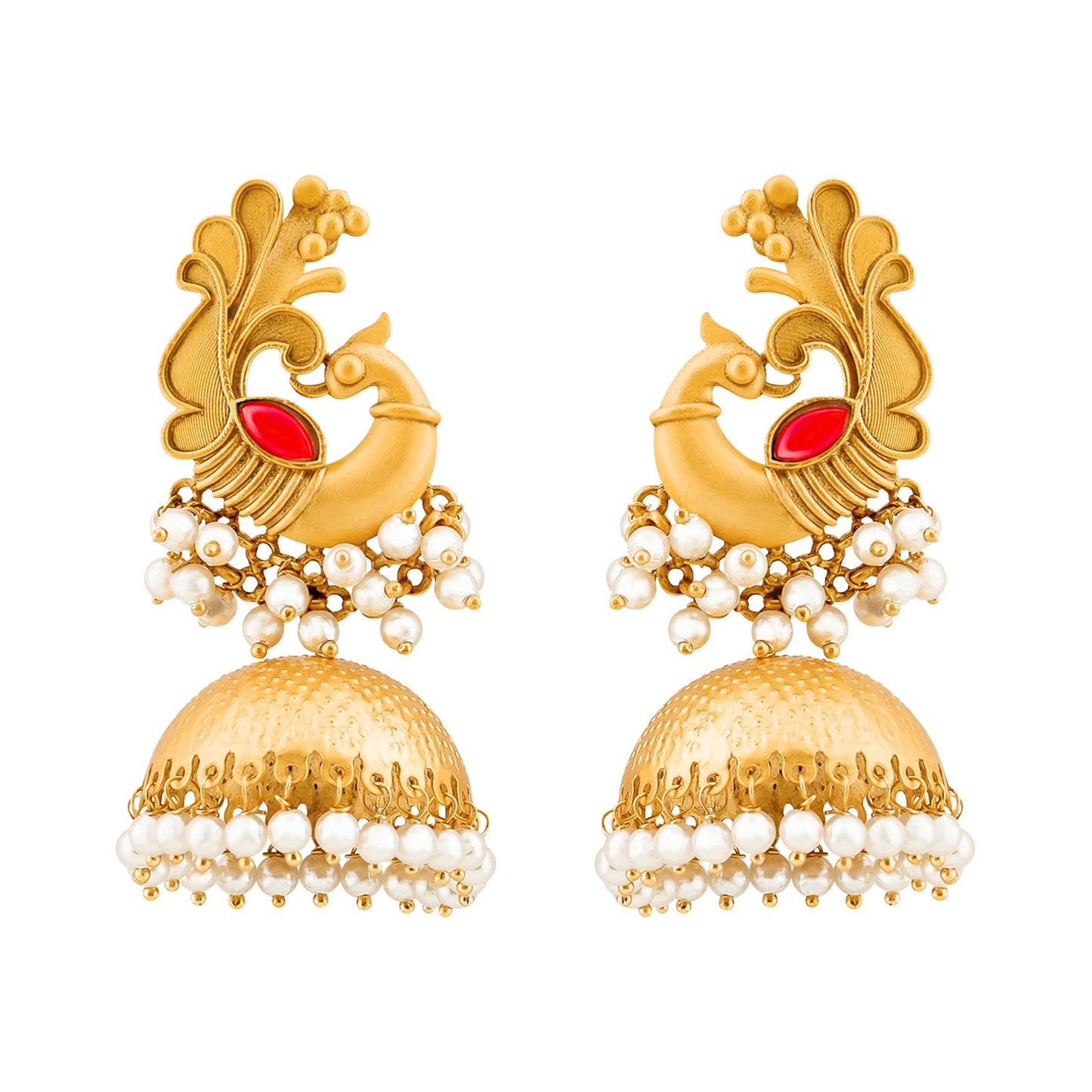 Teejh Meher Gold Oxidised Peacock Stud Earring