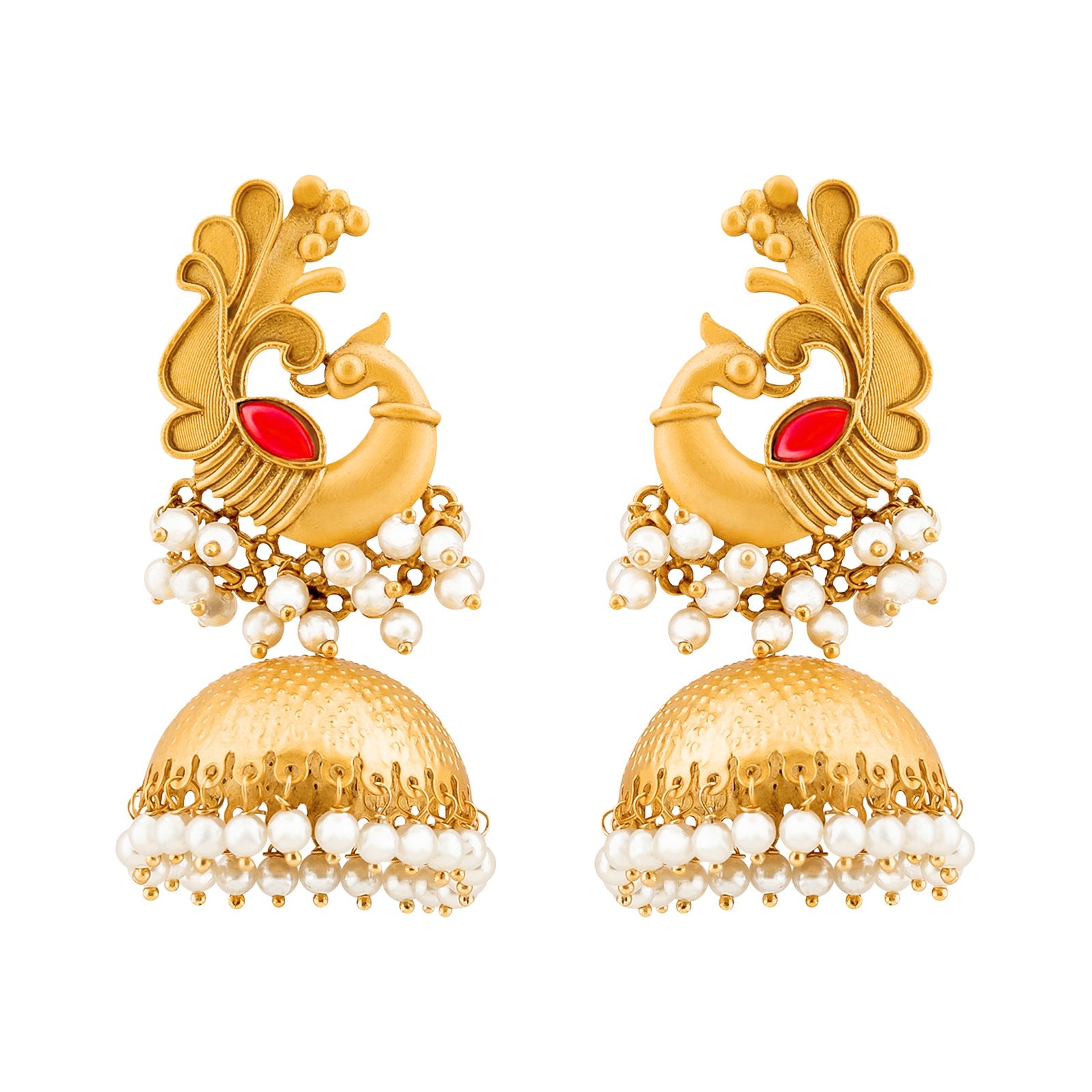 Teejh Meher Gold Oxidised Peacock Stud Earring