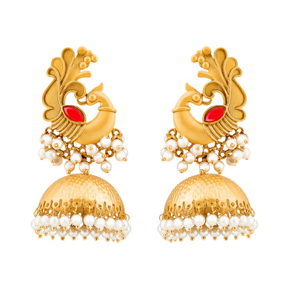 Teejh Meher Gold Oxidised Peacock Stud Earring