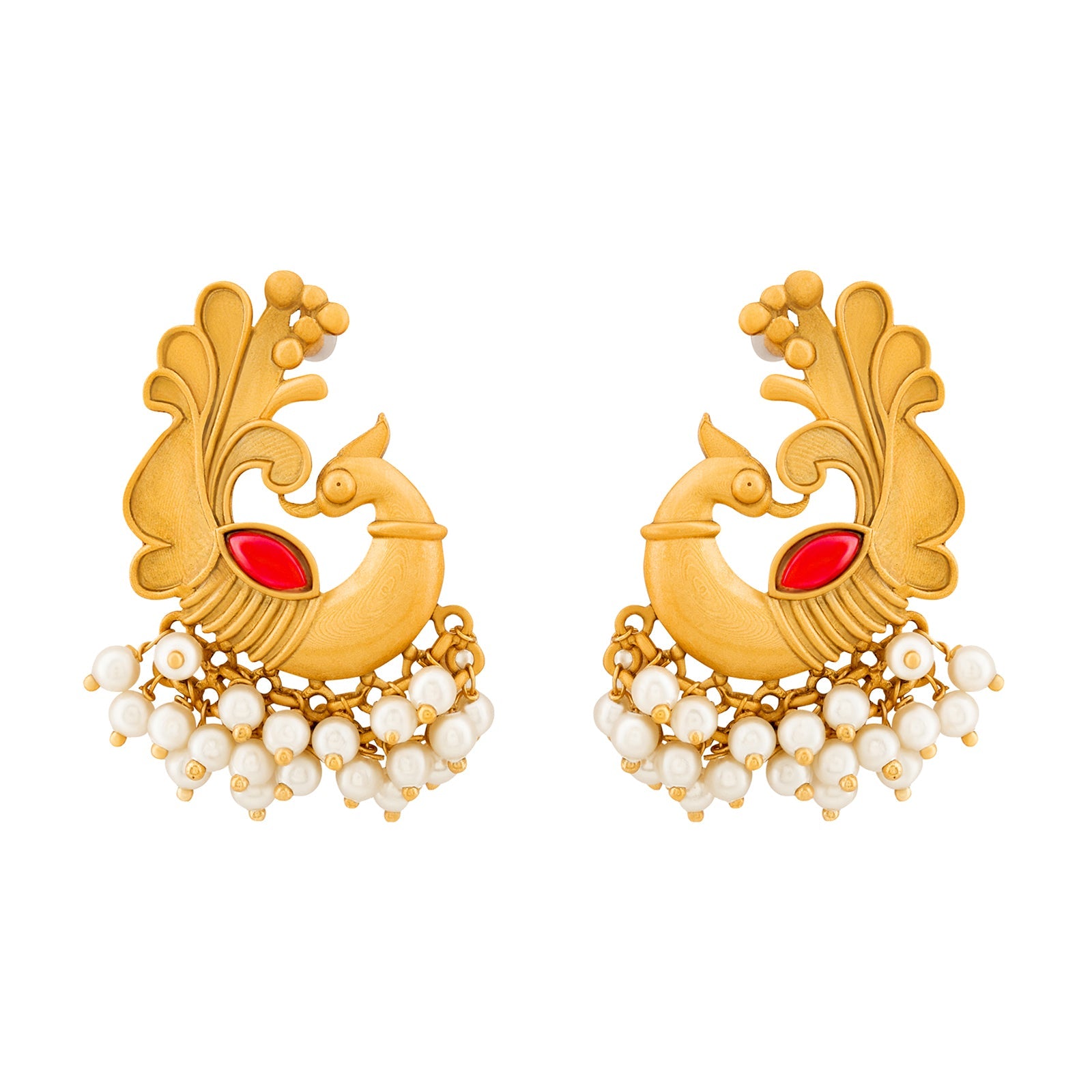 Teejh Varid Gold Oxidised Peacock Stud Earring