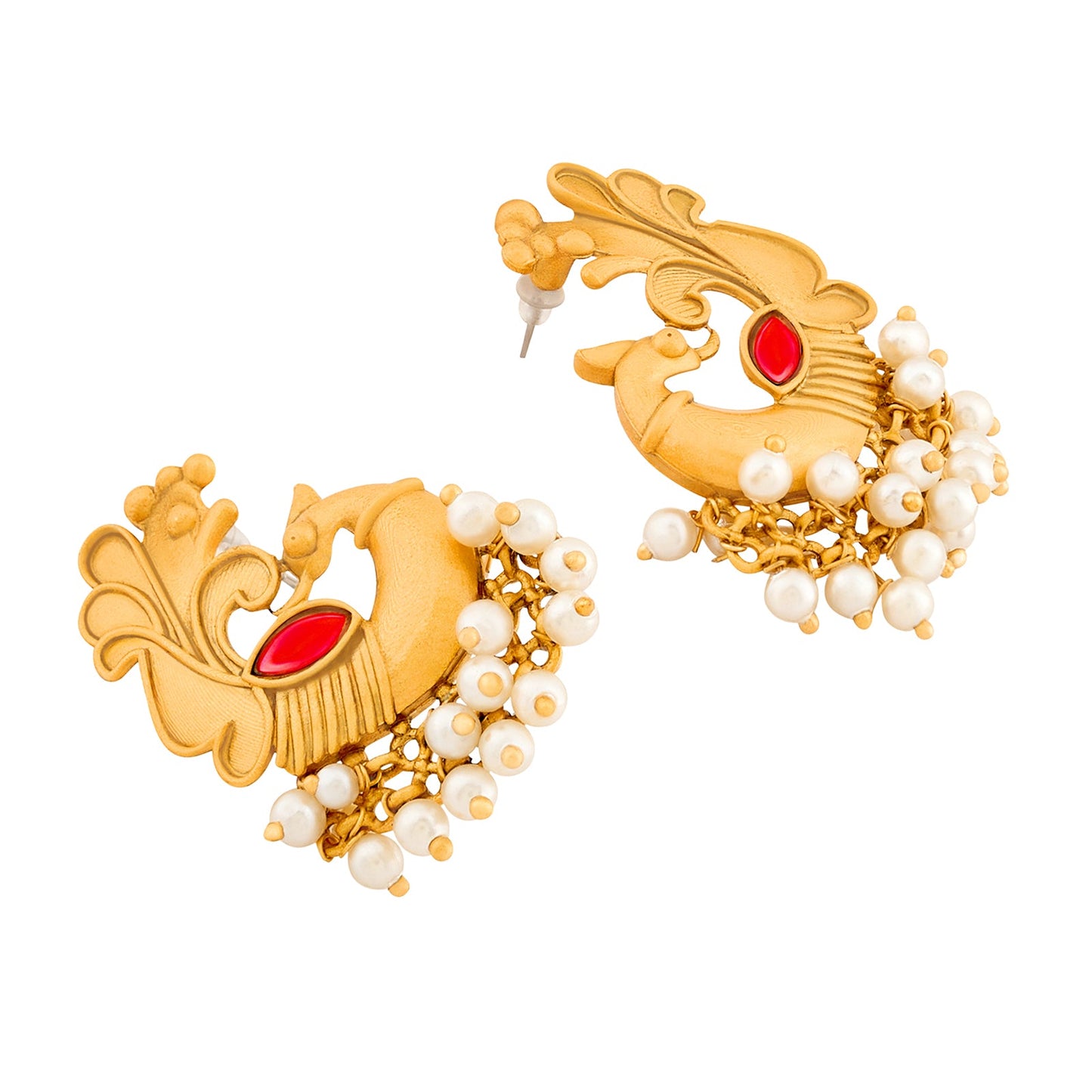 Teejh Varid Gold Oxidised Peacock Stud Earring