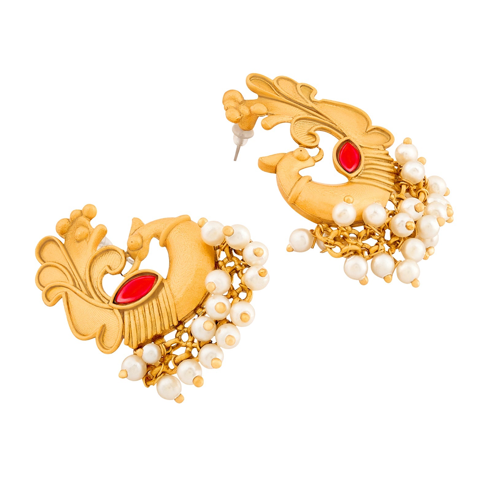 Teejh Varid Gold Oxidised Peacock Stud Earring