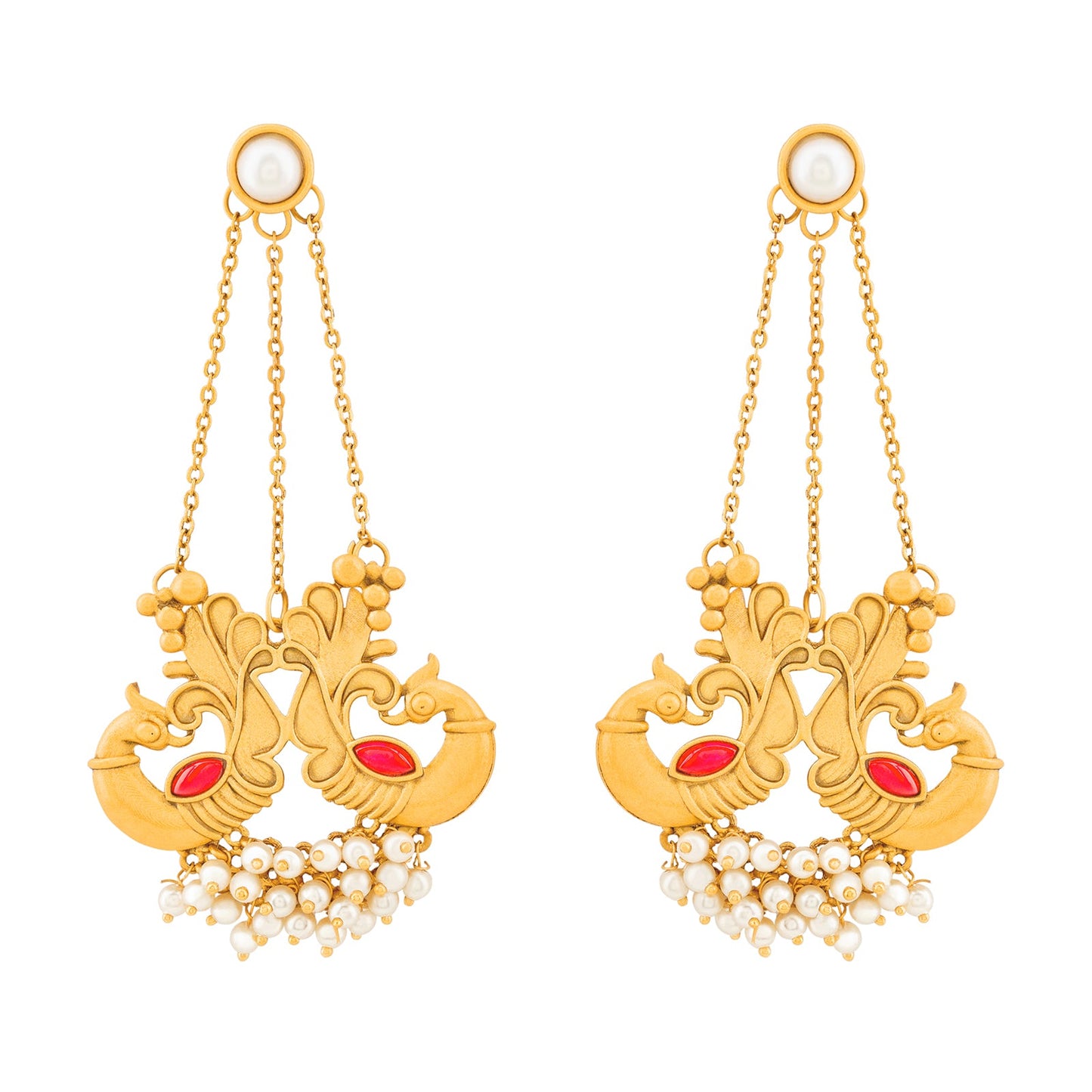 Teejh Varida Gold Oxidised Peacock Dangler Earring
