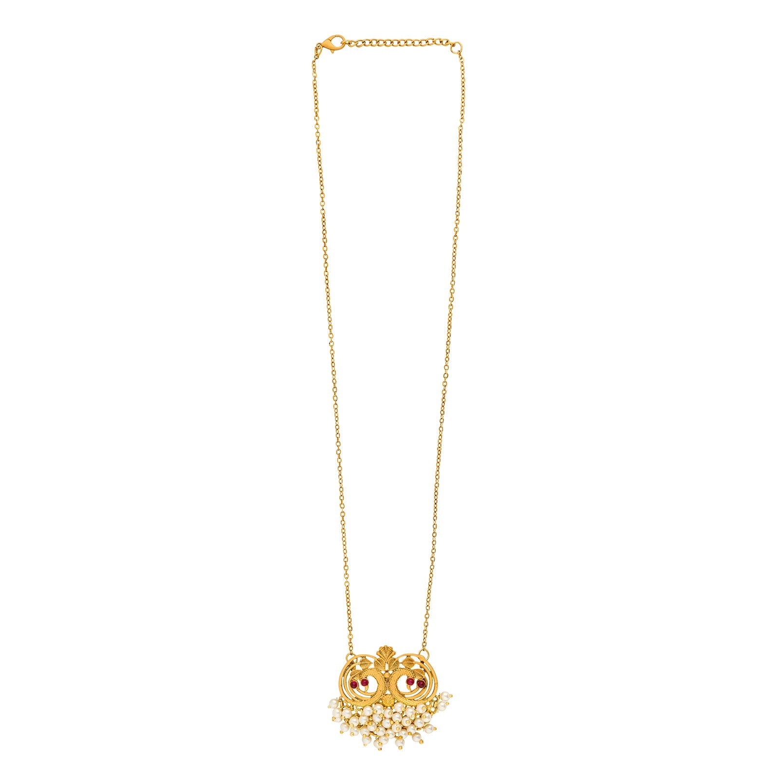 Teejh Tausi Gold Oxidised Peacock  Long Necklace