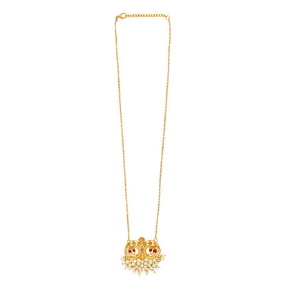 Teejh Tausi Gold Oxidised Peacock  Long Necklace