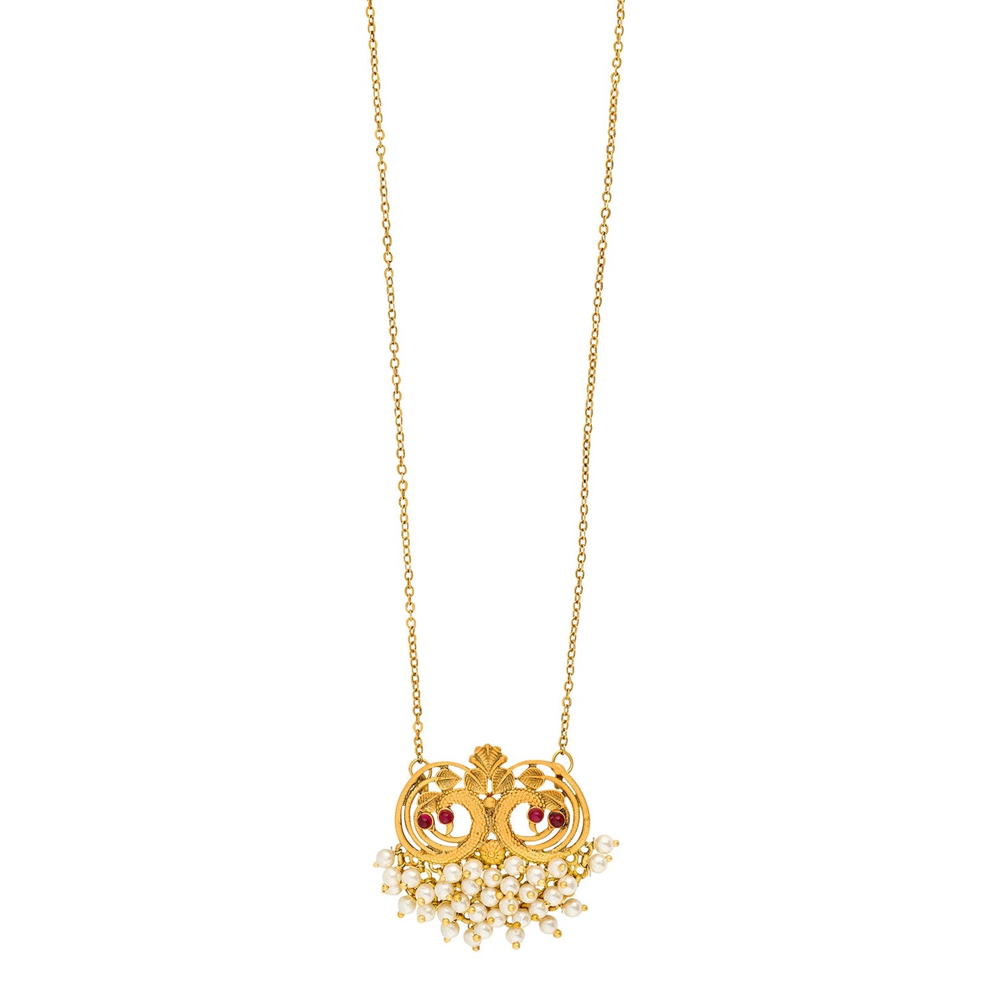 Teejh Tausi Gold Oxidised Peacock  Long Necklace