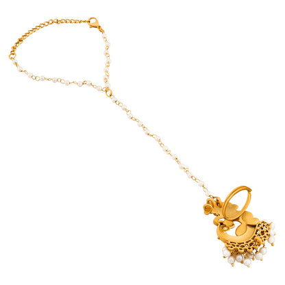Teejh Pankh Gold Oxidised Peacock Hathphool