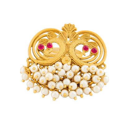 Teejh Plume Gold Oxidised Peacock Ring