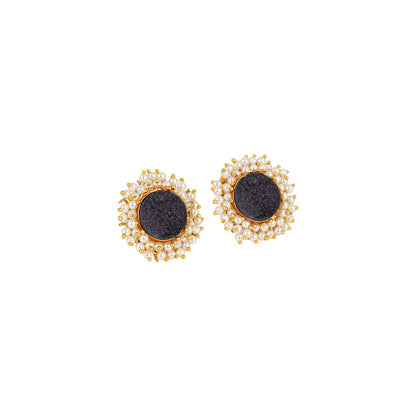 Teejh Roop Black Druzy Stone Earring