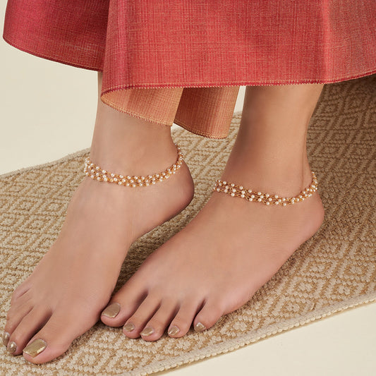 Teejh Poan Gold Oxidised Anklet