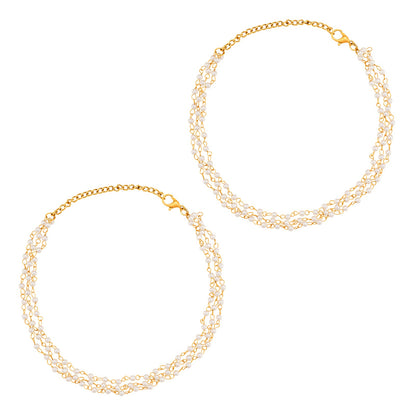 Teejh Poan Gold Oxidised Anklet