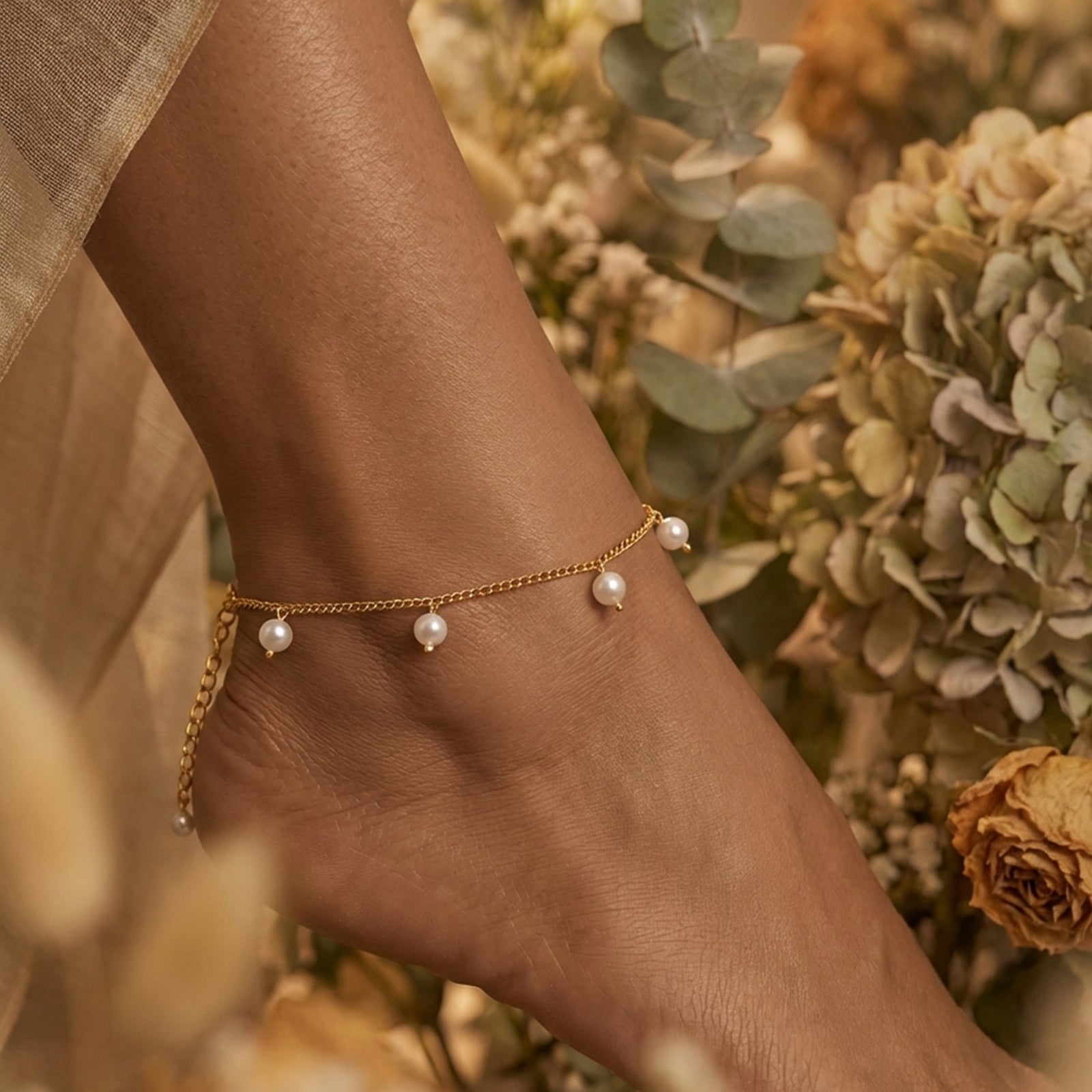 Teejh Pyasi Gold Oxidised Peacock Anklet