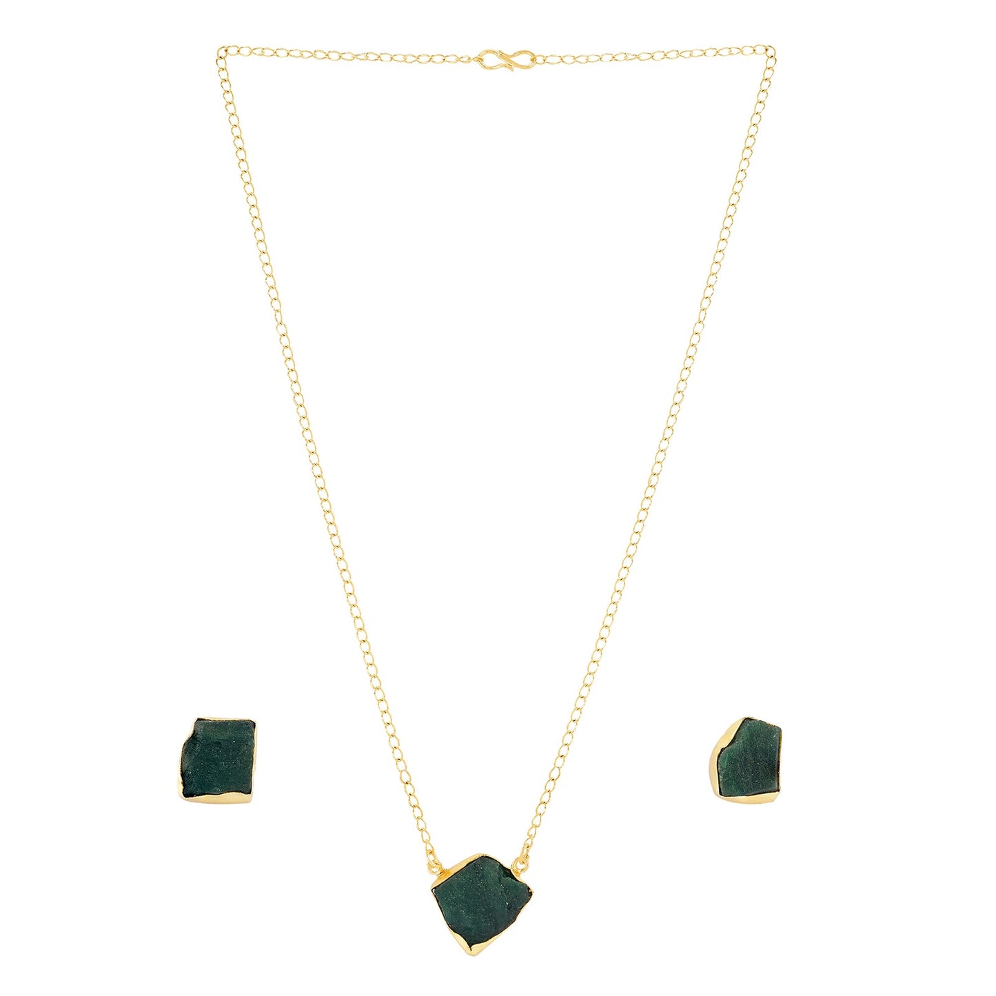 Soléa Dark Green Natural Stone Necklace Set