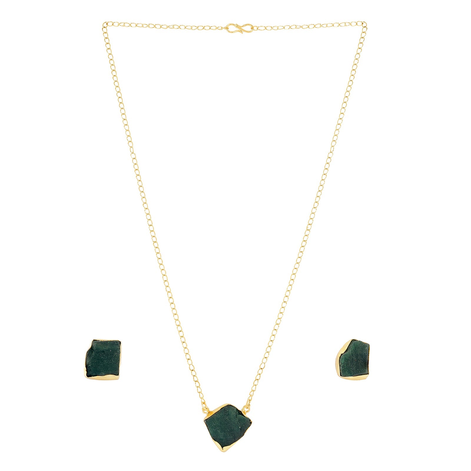 Soléa Dark Green Natural Stone Necklace Set