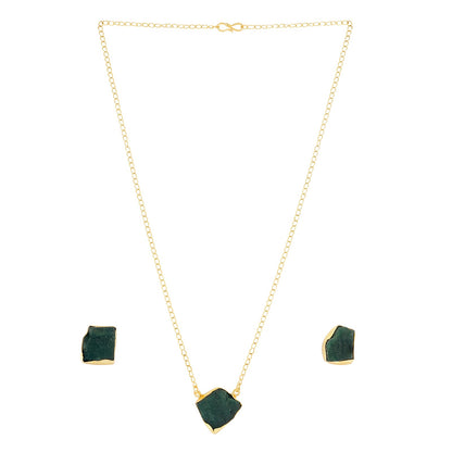Soléa Dark Green Natural Stone Necklace Set