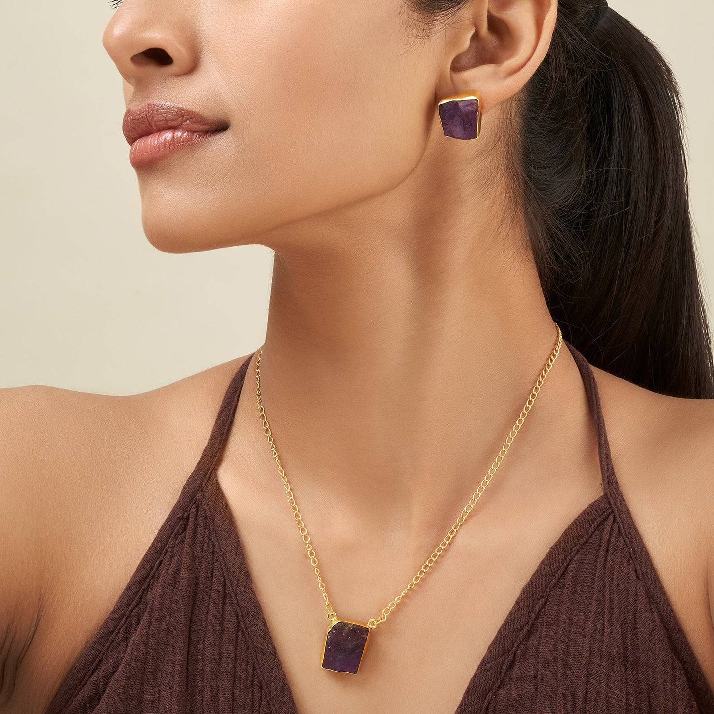 Soléa Purple Natural Stone Necklace Set