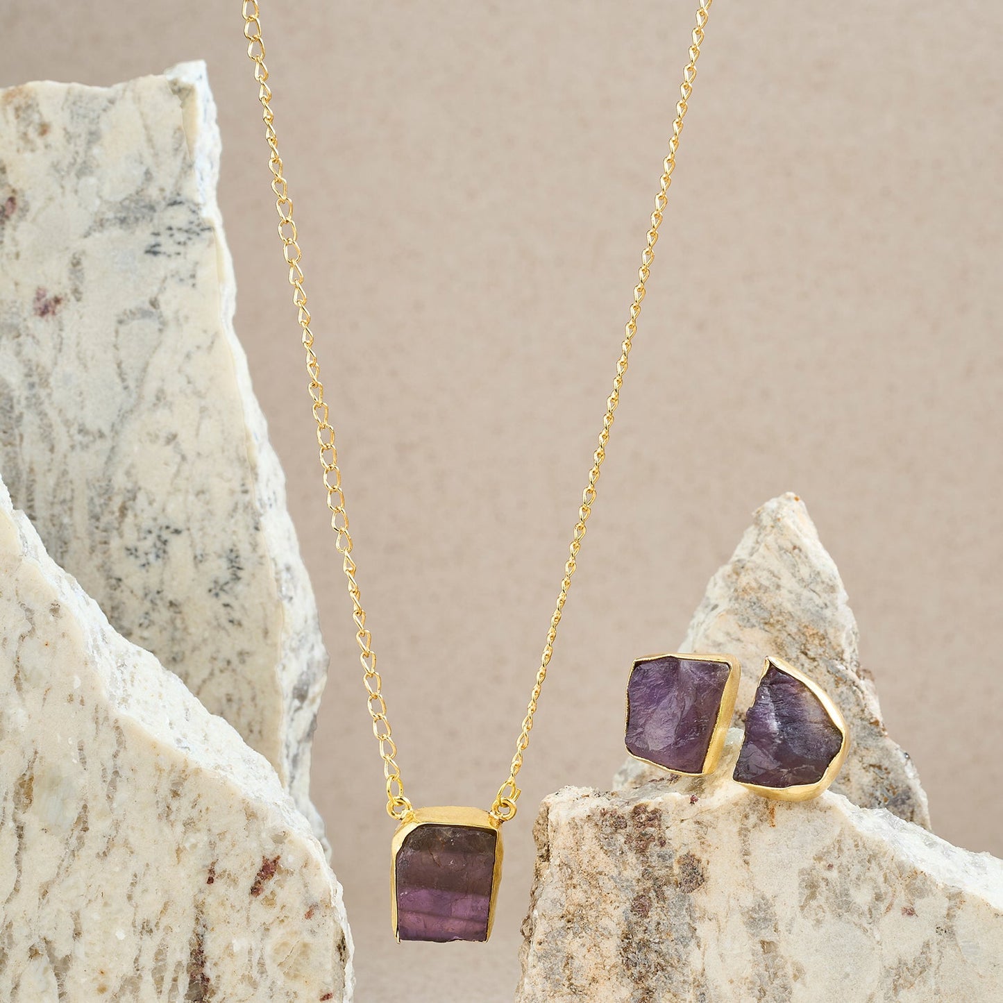 Soléa Purple Natural Stone Necklace Set