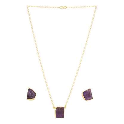 Teejh Ishaya Purple Natural Stone Necklace Set