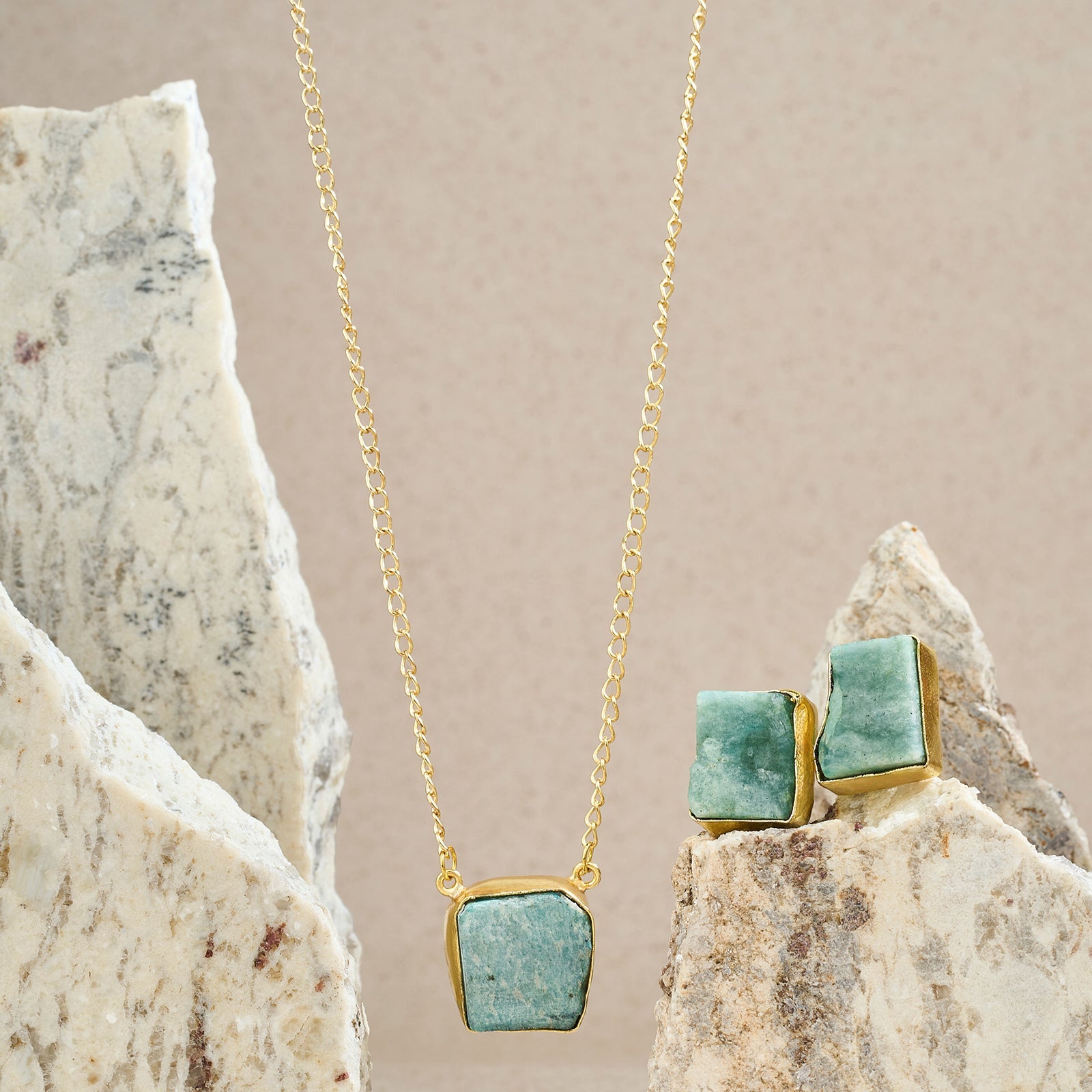 Teejh Ishaya Turquoise Natural Stone Necklace Set