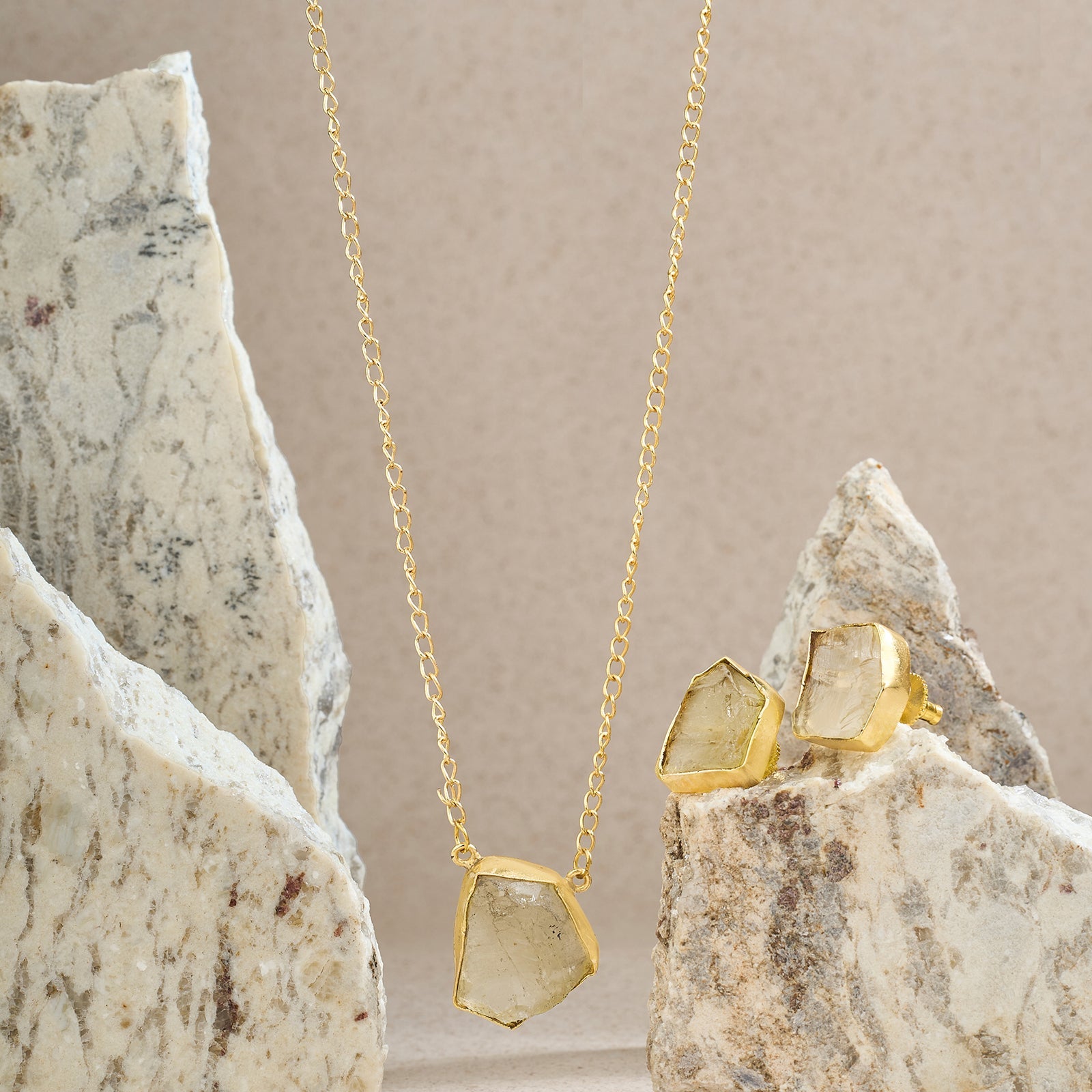 Teejh Ishaya Yellow Natural Stone Necklace Set