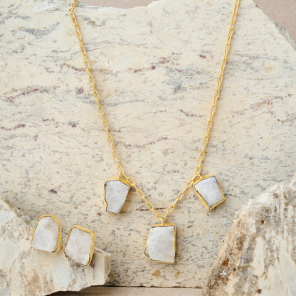 Teejh Seraya White Natural Stone Necklace Set
