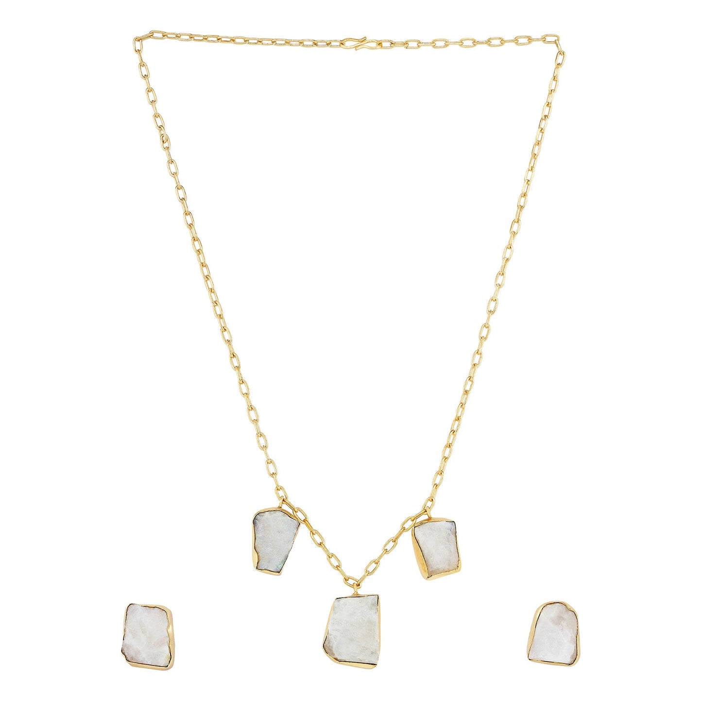 Teejh Seraya White Natural Stone Necklace Set