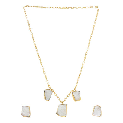 Teejh Seraya White Natural Stone Necklace Set