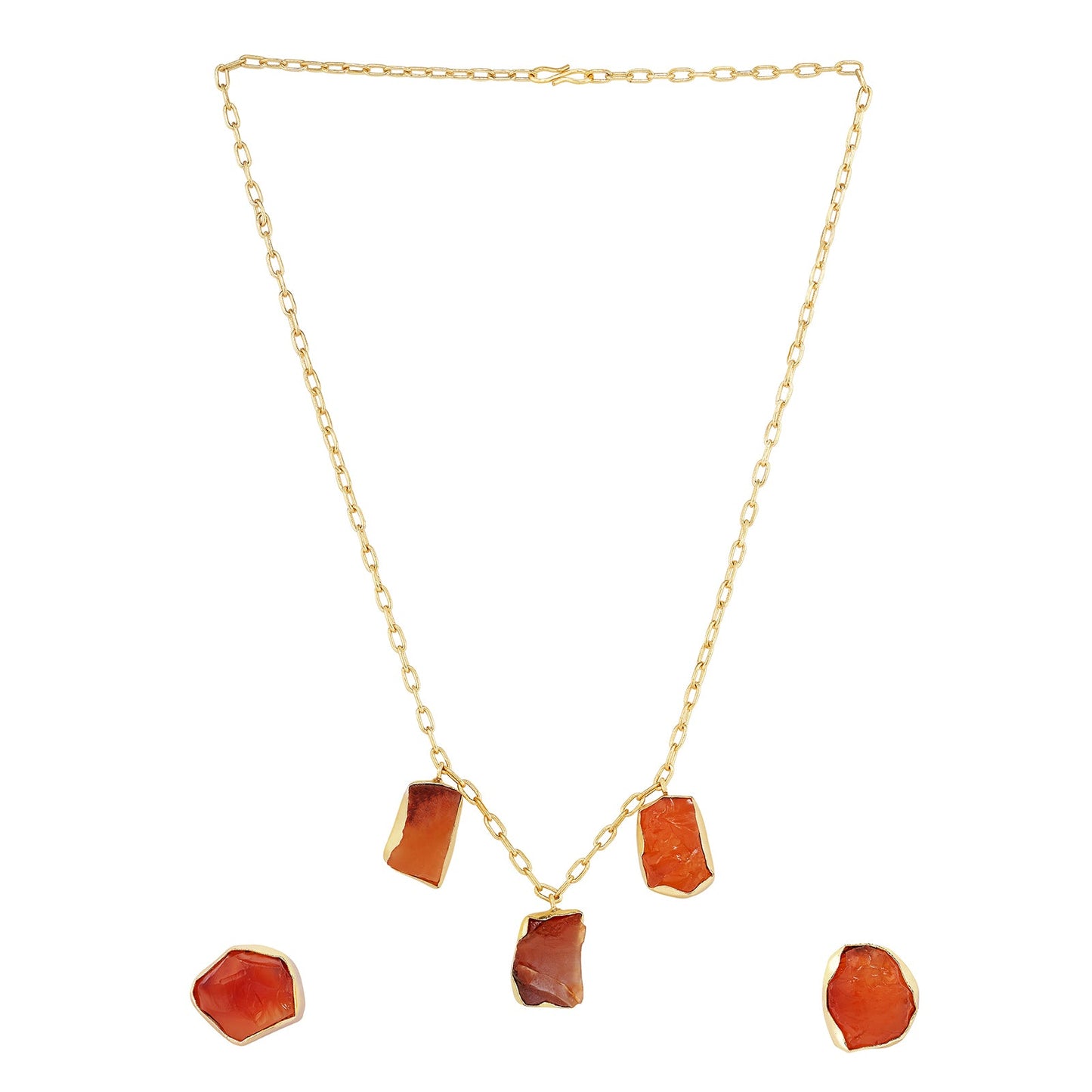 Teejh Seraya Orange Natural Stone Necklace Set