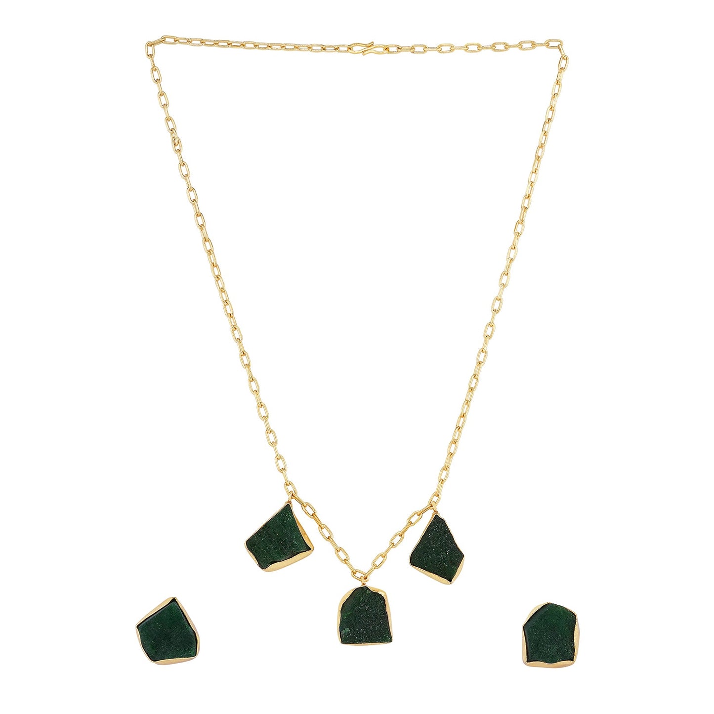 Soléa Dark Green Trio Natural Stone Necklace Set