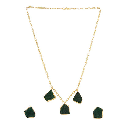 Teejh Seraya Dark Green Natural Stone Necklace Set