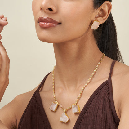 Teejh Seraya Pink Natural Stone Necklace Set